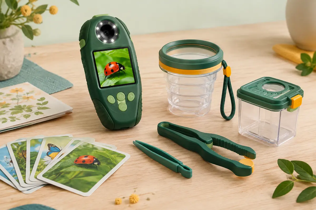 Attrape-insectes numérique vert foncé avec écran, gobelet télescopique et accessoires d’observation